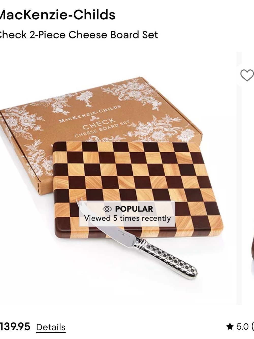 MacKenzie-Childs Check Cheese Board Set